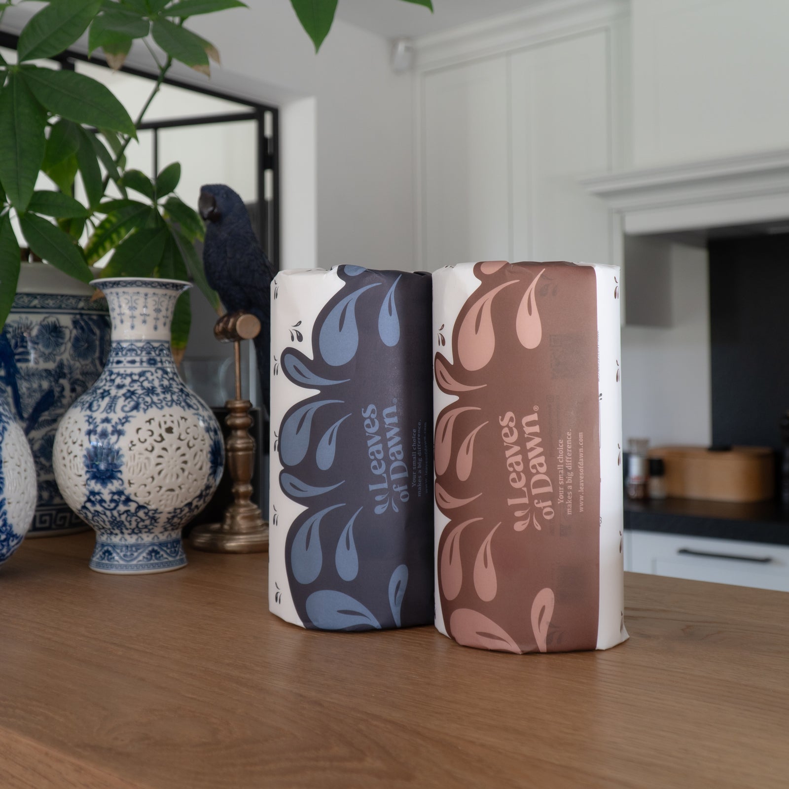 Leaves of Dawn bamboo paper towels, an eco-friendly and ultra-absorbent solution for a clean home.
